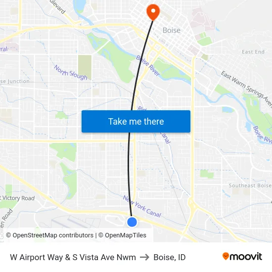 W Airport Way & S Vista Ave Nwm to Boise, ID map