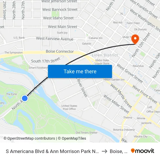 S Americana Blvd & Ann Morrison Park Nec to Boise, ID map
