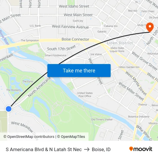 S Americana Blvd & N Latah St Nec to Boise, ID map