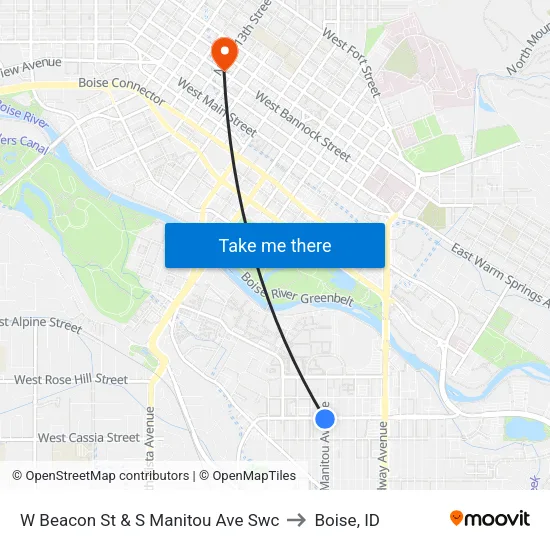 W Beacon St & S Manitou Ave Swc to Boise, ID map