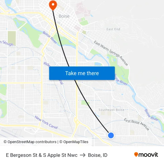 E Bergeson St & S Apple St Nwc to Boise, ID map