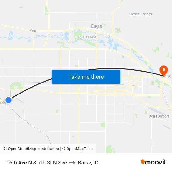 16th Ave N & 7th St N Sec to Boise, ID map