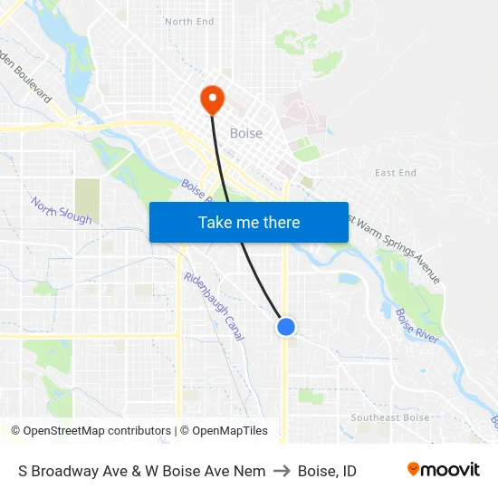 S Broadway Ave & W Boise Ave Nem to Boise, ID map
