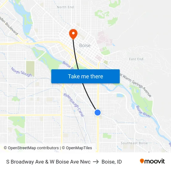 S Broadway Ave & W Boise Ave Nwc to Boise, ID map