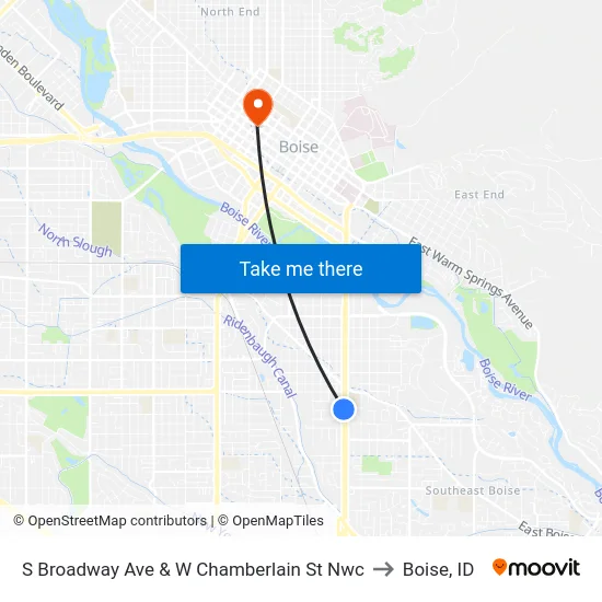 S Broadway Ave & W Chamberlain St Nwc to Boise, ID map