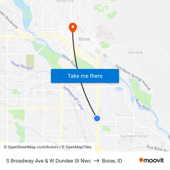 S Broadway Ave & W Dundee St Nwc to Boise, ID map