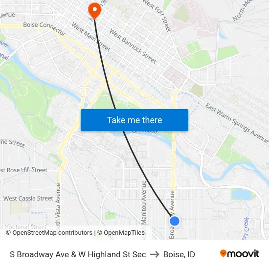 S Broadway Ave & W Highland St Sec to Boise, ID map
