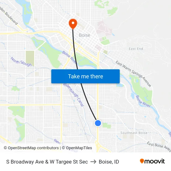 S Broadway Ave & W Targee St Sec to Boise, ID map