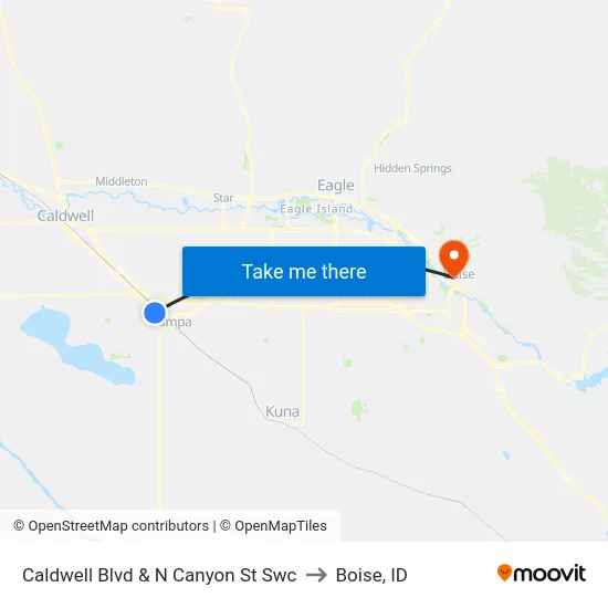 Caldwell Blvd & N Canyon St Swc to Boise, ID map
