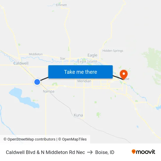 Caldwell Blvd & N Middleton Rd Nec to Boise, ID map