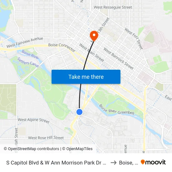 S Capitol Blvd & W Ann Morrison Park Dr Nwm to Boise, ID map