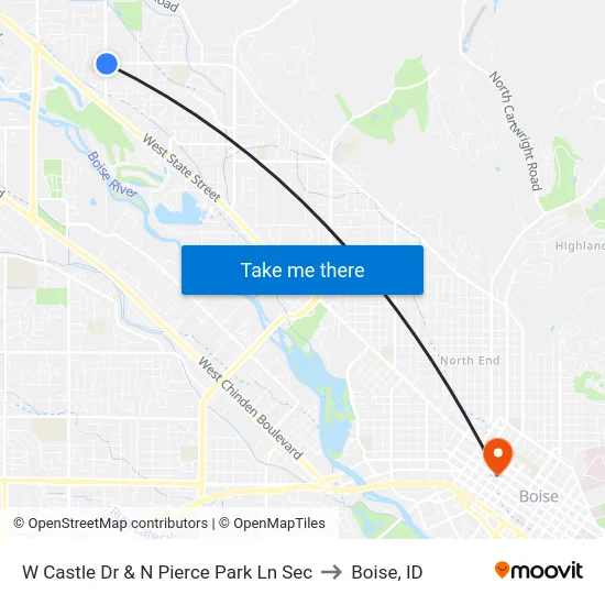 W Castle Dr & N Pierce Park Ln Sec to Boise, ID map