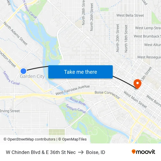 W Chinden Blvd & E 36th St Nec to Boise, ID map
