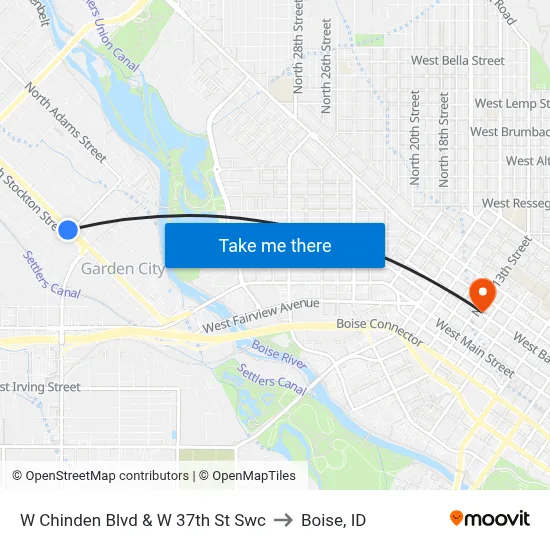 W Chinden Blvd & W 37th St Swc to Boise, ID map