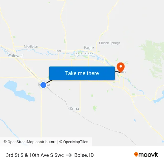3rd St S & 10th Ave S Swc to Boise, ID map