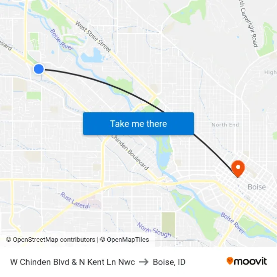 W Chinden Blvd & N Kent Ln Nwc to Boise, ID map