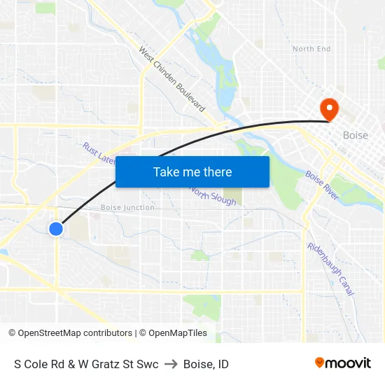 S Cole Rd & W Gratz St Swc to Boise, ID map