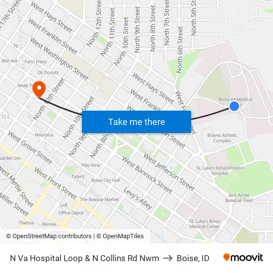 Boise Va Medical Center Nwm to Boise, ID map