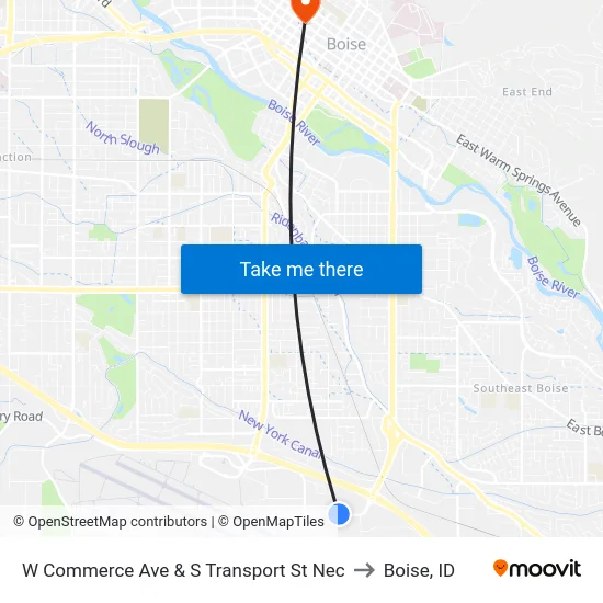 W Commerce Ave & S Transport St Nec to Boise, ID map