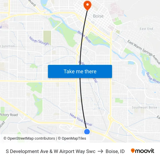S Development Ave & W Airport Way Swc to Boise, ID map