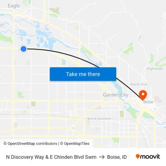 N Discovery Way & E Chinden Blvd Swm to Boise, ID map