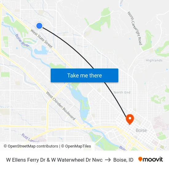 W Ellens Ferry Dr & W Waterwheel Dr Nwc to Boise, ID map