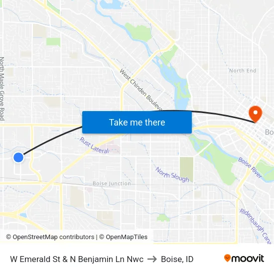 W Emerald St & N Benjamin Ln Nwc to Boise, ID map