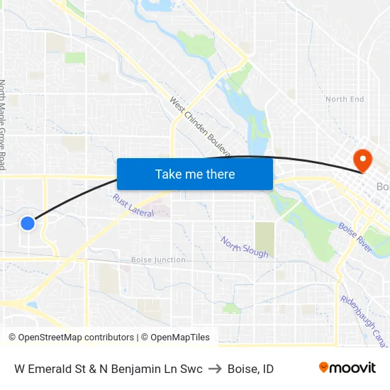 W Emerald St & N Benjamin Ln Swc to Boise, ID map