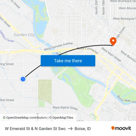 W Emerald St & N Garden St Swc to Boise, ID map