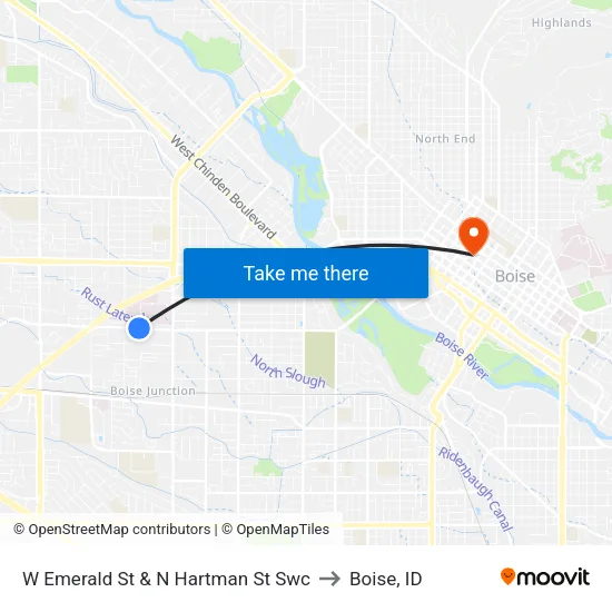 W Emerald St & N Hartman St Swc to Boise, ID map