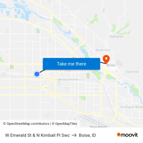 W Emerald St & N Kimball Pl Swc to Boise, ID map