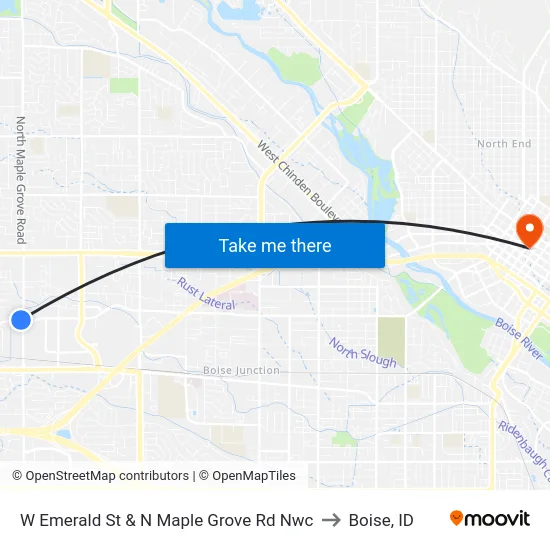 W Emerald St & N Maple Grove Rd Nwc to Boise, ID map