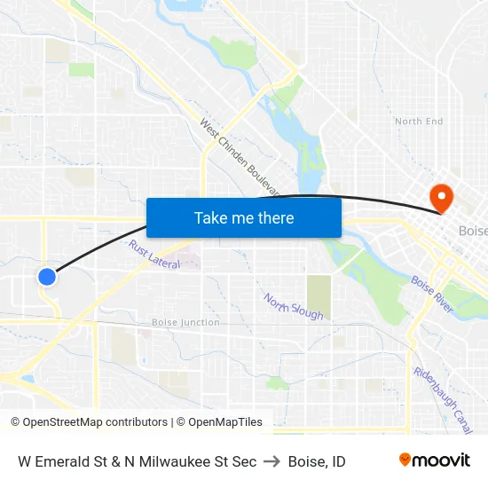 W Emerald St & N Milwaukee St Sec to Boise, ID map