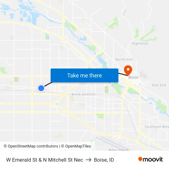 W Emerald St & N Mitchell St Nec to Boise, ID map