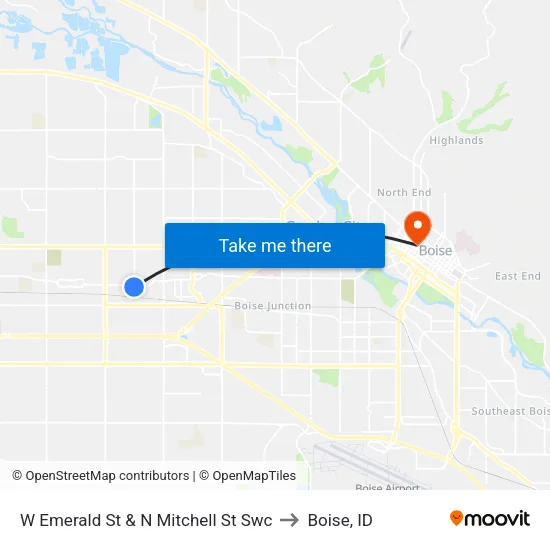 W Emerald St & N Mitchell St Swc to Boise, ID map