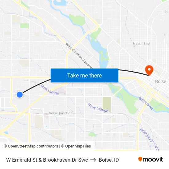 W Emerald St & Brookhaven Dr Swc to Boise, ID map
