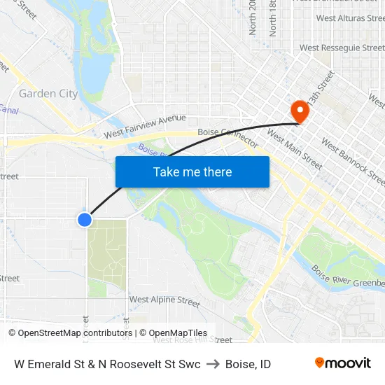 W Emerald St & N Roosevelt St Swc to Boise, ID map