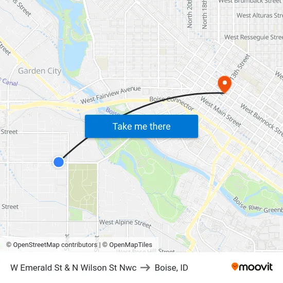 W Emerald St & N Wilson St Nwc to Boise, ID map
