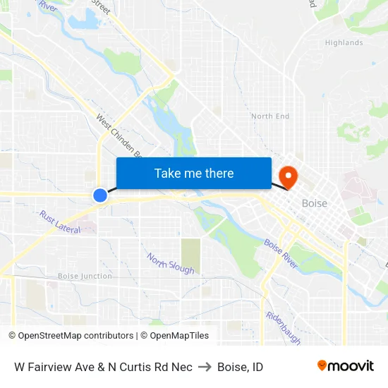 W Fairview Ave & N Curtis Rd Nec to Boise, ID map