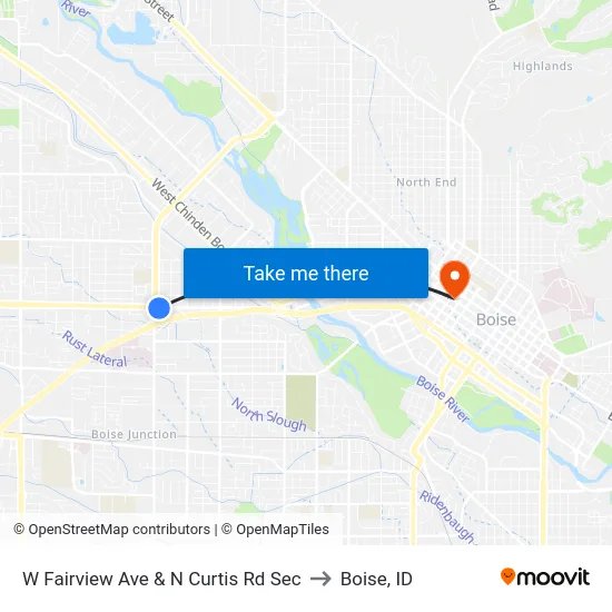 W Fairview Ave & N Curtis Rd Sec to Boise, ID map