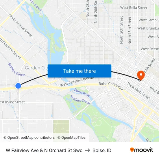 W Fairview Ave & N Orchard St Swc to Boise, ID map