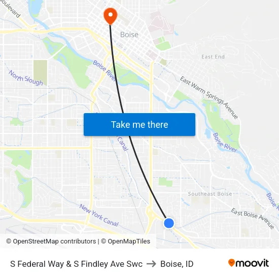 S Federal Way & S Findley Ave Swc to Boise, ID map