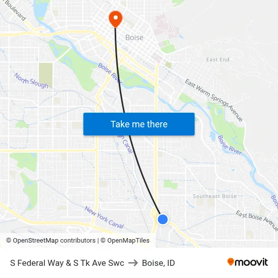 S Federal Way & S Tk Ave Swc to Boise, ID map