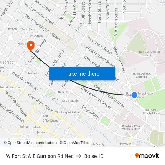 W Fort St & E Garrison Rd Nec to Boise, ID map