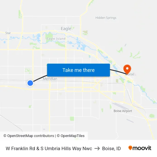 W Franklin Rd & S Umbria Hills Way Nwc to Boise, ID map