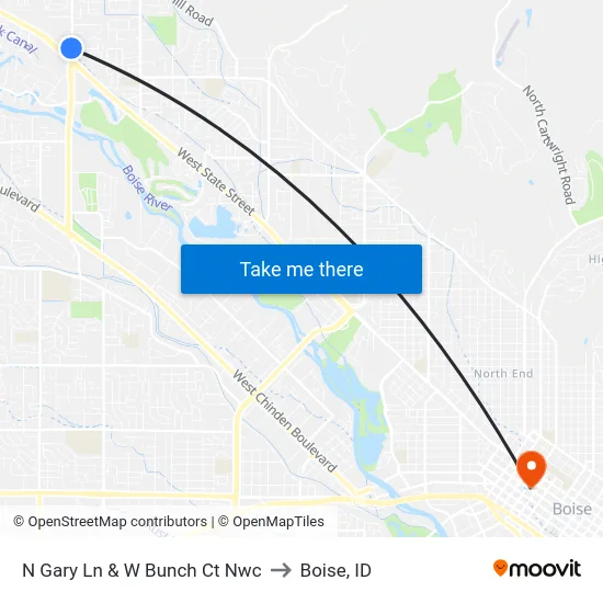 N Gary Ln & W Bunch Ct Nwc to Boise, ID map
