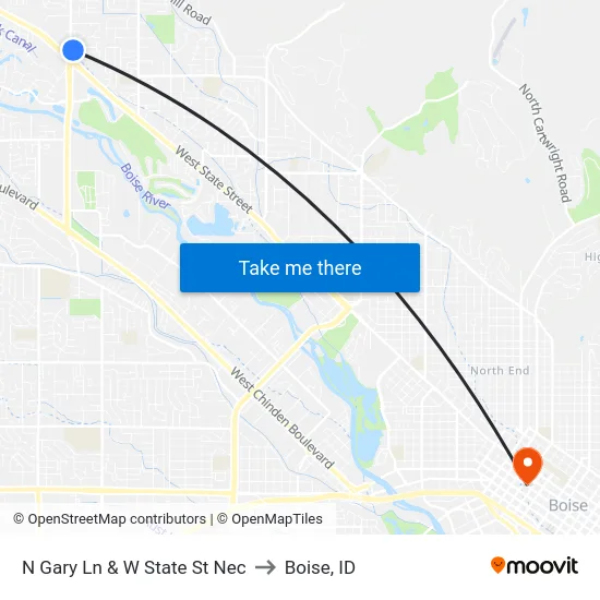 N Gary Ln & W State St Nec to Boise, ID map