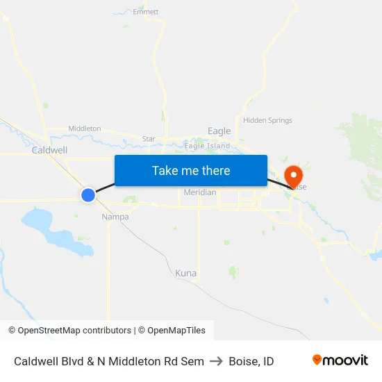 Caldwell Blvd & N Middleton Rd Sem to Boise, ID map