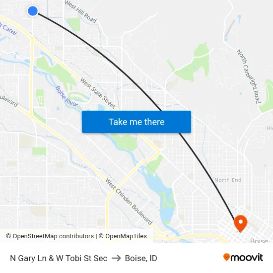 N Gary Ln & W Tobi St Sec to Boise, ID map