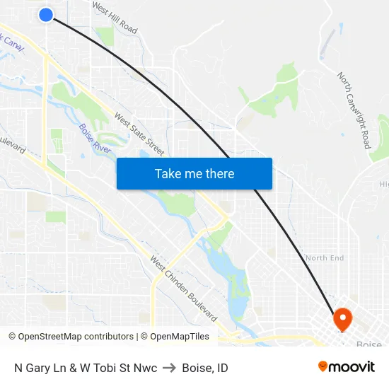 N Gary Ln & W Tobi St Nwc to Boise, ID map